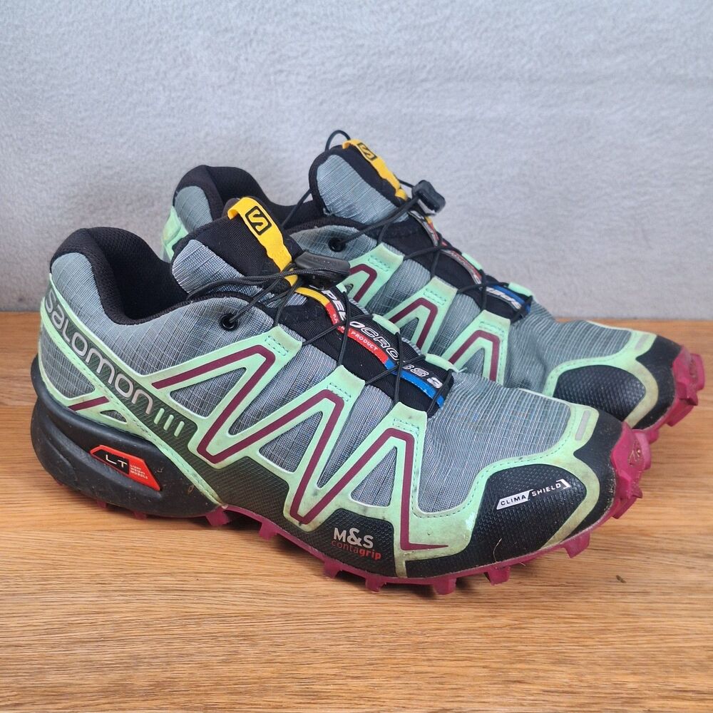 Salomon Speedcross 3 Women's 7.5 Trail Running Shoes Gray Green Lightweight